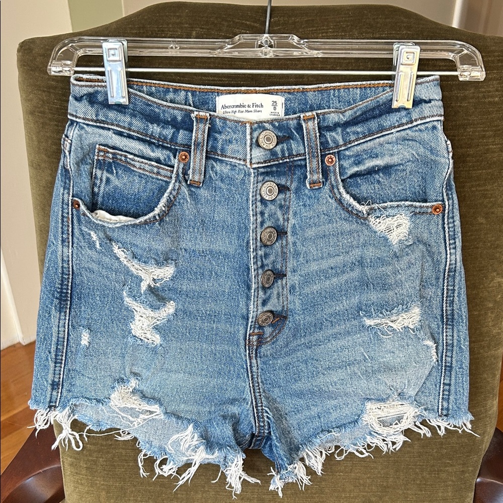 Abercrombie & Fitch Distressed Blue Jean Shorts